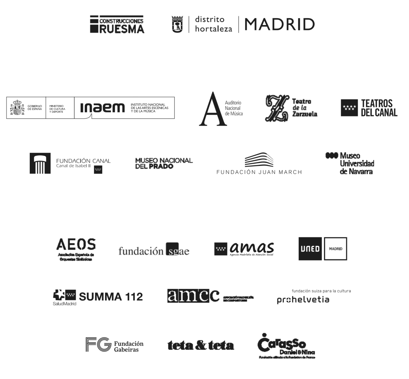 Patrocinadores de la Fundación Orquesta y Coro de la Comunidad de Madrid